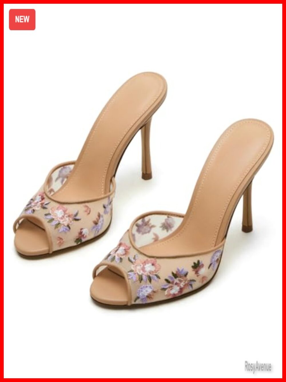 Women's Mesh Peep Toe Mules Stiletto High Heel Sandals Slip On Party Dress Shoes